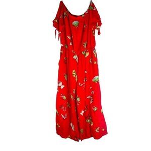 LOVE FIRE CROPPED WIDE LEG FLORAL JUMPSUIT MEDIUM